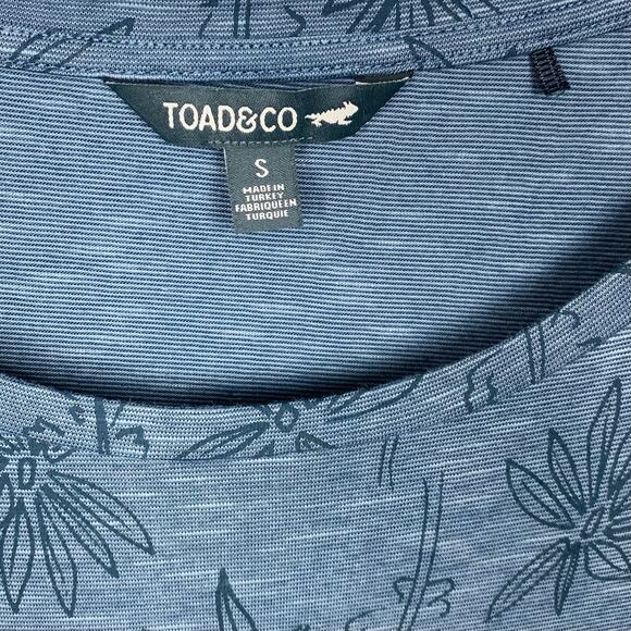 Toad&Co Womens Cue Wrap Short Sleeve Dress Pockets Blue Floral Print Size Small - Picture 3 of 10